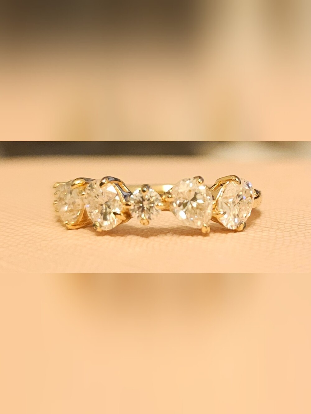 925 STERLING SILVER Gold Plated Moissanite Half Eternity Band SZ 5.5 - Picture 3 of 5